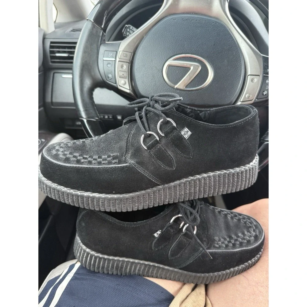 TUK Viva Mondo Black Suede Platform Creepers Emo Grunge Lace Up Shoes M11 W13
